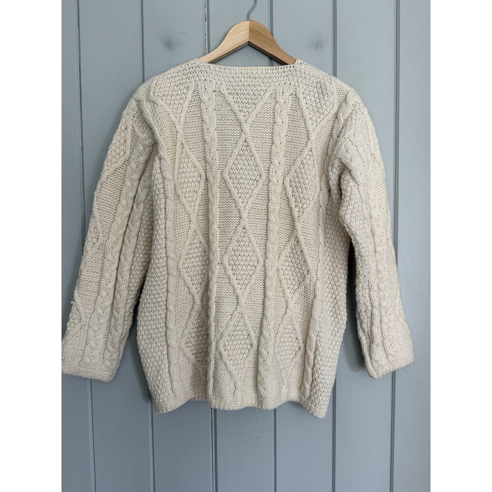 Connemara Knitwear Cardigan Sweater M Medium Ivory Merino Wool Irish Fisherman - Picture 7 of 8